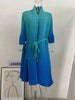 Contrast Color Pleated Dress For Women Open Stitch Belt Midi Elegant Dresses Ladies Party Clothing Spring 2R7326