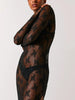 Women’s See-Through Lace Dress Long Sleeve Slit Hem Dress Chemise Vacation sexy robe nightclub girls tight clothes