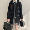 Ladies Coats Autumn/Winter Thickened Warm Solid Hooded Single Row Cow Horn Button Academy Style Woolen Coat Women's Clothing