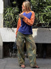 Women Camouflage Cargo Long Pants High Waist Wide Leg Drawstring Hem Baggy Trousers Autumn Casual Chic Vintage Streetwear