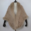 Women 100% Real Rabbit Fur Shawl Scarf With Fox Fur Collar Winter Warm Knitted Rabbit Fur Poncho Girls Party Accessories