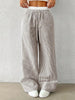 Women's Casual Striped Woven Wide Leg Pants Fall Winter Casual Stylish Full Length Trousers Y2K Clothes Streetwear