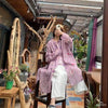 Spring Retro Print Ramie Loose Women Thin Wind Coats Leisure Long Trench Vintage Chinese Style Coat