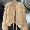 autumn and winter fur coat women's short style imitation fox fur Korean version versatile lace up thick top