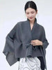 Women's Pleated Coat Loose Lapel Lace Up Irregular Solid Color Casual Versatile Cape Female Spring 2DE431