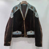 Women's Coat Patchwork Zipper Denim Velvet Beading Long Sleeve Loose Vintage Jackets Autumn 29A3480