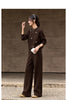 Two Pieces Set Woman Winter Casual Embroidery Sweatshirt Wide Leg Pants Fleece Lined Knitted Women Clothes Sets A3288
