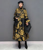 Gold Flowers Jacquard Korean Style Woman Winter Loose Fit Chic Dress Big Size Turtleneck Girls Unique Casual Robe JJXD679