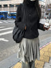 Women's Minimalist Retro Stand up Collar Thick Coat, Asymmetrical Button Decoration, Slim Fit Long Sleeved Top, Winter
