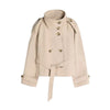Elegant Women's Windbreaker Stand Collar Double Breasted Long Sleeve Pockets Female Jacket Spring Autumn Lady Commute Tops