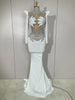 Sparkly Diamonds Pearl Black Sexy See Through Mesh Long Dress Women Wedding Evening Birthday Party Stage Photoshoot Dress