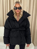 Casual Solid Lace Up Cotton Coat Women Chic Lapel Long Sleeve Warm Loose Pocket Short Jacket Winter Lady Commute Street Outwear