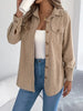 Elegant Single-breasted Solid Long-sleeved Corduroy Jacket Shirt Loose Casual Jacket Black Top Coat Women Clothes