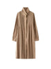 Black Pleated Stand Collar Longline Coat, Lightweight Wrinkle-Resistant Women's Casual Daily Office Commute Travel Outerwear