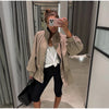 Drawstring Waist Windbreaker Jacket Women Contrast Collar Flap Pockets Long Sleeve Zip Up Coat Autumn Casual Loose Jackets