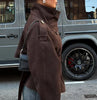 Elegant High Waist Jacket Stand Collar Double-breasted Belt Short Coat Autumn Winter Women Commute Evening Party Outfit