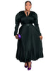 Plus Size Women's Dress Set Long Sleeve V-neck Blouse and Pleated Maxi Long Skirts Suit Birthday Two 2 Piece Set Outfits