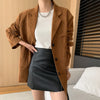 Vintage Suede Jackets Women Casual Loose Lapel Single Breasted Blazer Female Autumn Long Sleeves Brown Outwear Lady