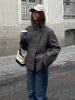 Plaid Jacket For Women Casual Hood Zipper Long Sleeve Pockets Loose Coat Lady Top Spring Chic Street Outerwear
