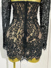 Sexy Black Lace High Neck Hollow Out Design Bodycon Mini Dress Women Long Sleeve Evening Party Club Bar Cocktail Celebrity Gowns