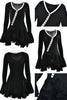 Women's A-Line Bodycon Mini Dress Ruffle Hem V-Neck Asymmetrical Buttons Long Sleeve Short Dress Party Streetwear Outfits