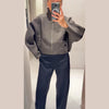 Casual Women's Knit Contrast Fleece Coats Stand Collar Zipper Pockets Full Sleeve Jackets Spring Lady Warm Outwear