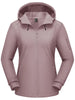Womens Fleece Lined Softshell Jacket Waterproof Hiking Coat with Hood Thumbholes Lightweight Windproof Full Zip Jacket