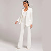 High Street Runway Designer Suit Set Women's Career Style Single Diamonds Beaded Blazer Flare Pants Suit