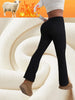 Ultra-Thick Lambswool Warm Leggings Woman Lift Hips High Waist Slim Wide Leg Tights Female Winter Thermal Black Flared Pants