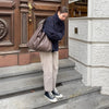 Women Grey Fur Splicing Woolen Coat Casual Belt Full Sleeve Lapel Loose Cardigan Outwear Lady Winter Highstreet Jacket