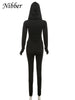 Sporty Casual 2 Piece Set Women Tracksuit Hooded Zip Crop Tops+Leggings Fitness Soft Stretch Streetwear Activity Suit