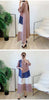 Long Pleated Dress For Women Round Neck Color Block Loose Style Printing Elegant Ladies Festival Party Clothing 2R8600