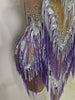 Stock Women Sexy Stretch Mesh Sparkly Rhinestone Tassels Mini Dress Nightclub Singer Dance Stage Costume Evening Gowns