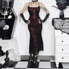 Vintage Elegant Goth Dress Women Sexy Streetwear Fairy Grunge Aesthetic Cross Pattern Spaghetti Strap Party Dress Female