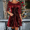 Women's Print Casual Christmas Dress Vintage Chic Pattern Mini Dresses Autumn Winter Sequins Club Party Dress