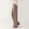 Women Wool Wide Leg Trousers Elastic Waist Side Slit Woman Wool Pants Autumn Winter 100% Merino Wool Knitted Soft Warm Trousers