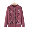 O-neck Women Autumn Winter Coat Middle-Aged Elderly Mother Knitting Cardigan Sweater Coat Warm Loose Jacket Grandma Clothin