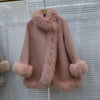 Real Fur Coat Winter Jacket Women Natural Fox Fur Collar Warm Cashmere Wool Woolen Ladies Outerwear Streetwear