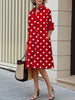 Women's Polka Dot Lapel Shirt Dress Spring Long Sleeves Loose Elegant Urban Casual Office Midi Dresses