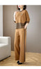 Middle-aged mother Suit Spring Autumn Loose Plaid Patchwork Top+Wide leg pants Two-piece Women's Clothing Sets