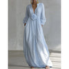 Boho Vacation Woman Maxi Dress 3D Flower V Neck Long Sleeve Solid Color Elegance Flowy Dresses Woman Spring Robes Vestidos