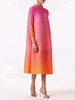 Pleated Dress Gradient Color Women Turtleneck Long Sleeves Pink Orange Dresses Female Clothing 2YA773b