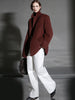 Herringbone Right Angled Shoulder Wool Blazer Coat Women, Ladies Autumn Winter Jacket