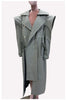 Autumn Long Oversized Ruffled Trench Coat for Women Drawstring Loose Elegant Chic Asymmetrical Overcoat