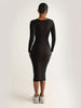 Womens Long Sleeve U-Neck Party Bodycon Midi Jumper Dress Stretch Winter Dresses