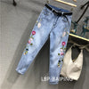 Jeans Women Autumn Embroidered Loose High Waist Casual Harem Denim Pants Female Cowboy Lady Pants