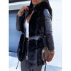 Women Autumn Winter Warm Faux Fur Coat Thick Women Long Coat Hooded Zipper Women Warm Coat with Belt Casaco Feminino