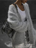 Women Knitted Thick Cashmere Wool Cardigan Chic V Neck Single Breasted Long Sleeve Sweater Fall Winter Coat Outwear
