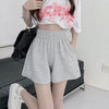 Korean Wide Leg Shorts Ladies Casual All-Match Elastic Waist Sport Short Pants Woman Solid Color Simple Loose Shorts