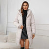 Winter Women's Long Coat Windproof Warm Padded-Cotton Coat Simple Loose Hooded Parkas Plaid Quilted Jackets for Woman